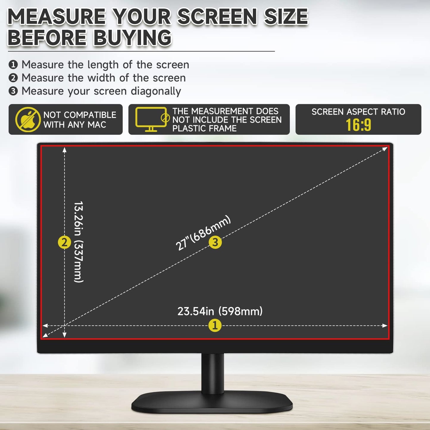 27 Inch Privacy Screen Protector, Anti Glare & Anti Scratch Screen Filter Compatible with 27"