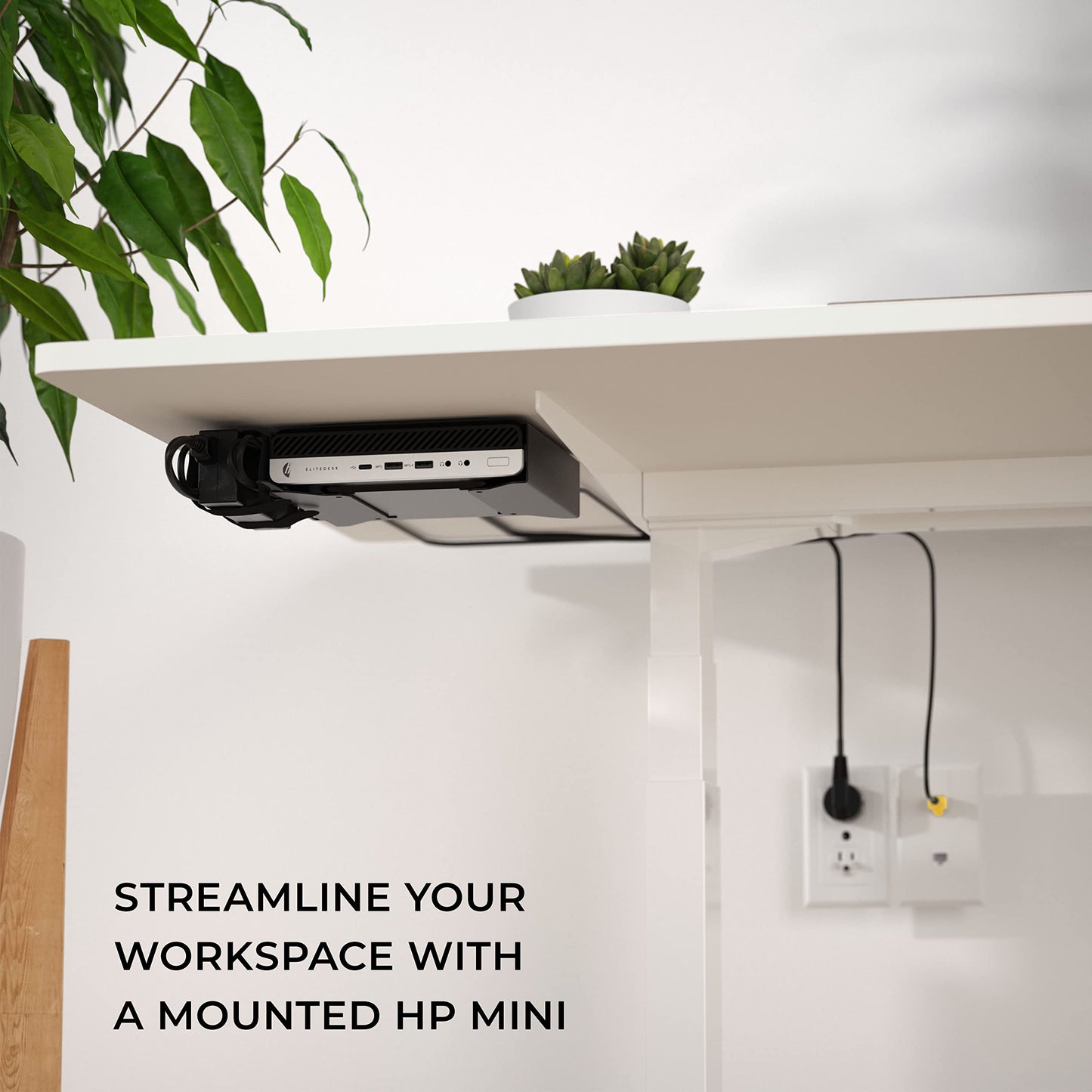 HumanCentric VESA Mount Bracket for HP Desktop Mini, ProDesk and EliteDesk - Under Desk, Wall and Arm Mounting Kit with Power Adapter Holder