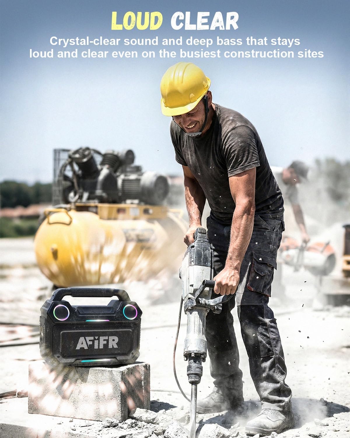 AFIFR Outdoor Bluetooth Speaker, 160W Loud Bass! Rugged, IP67 Waterproof, 24H Playtime with Lights, Wireless TWS Pairing Portable Speakers for Party