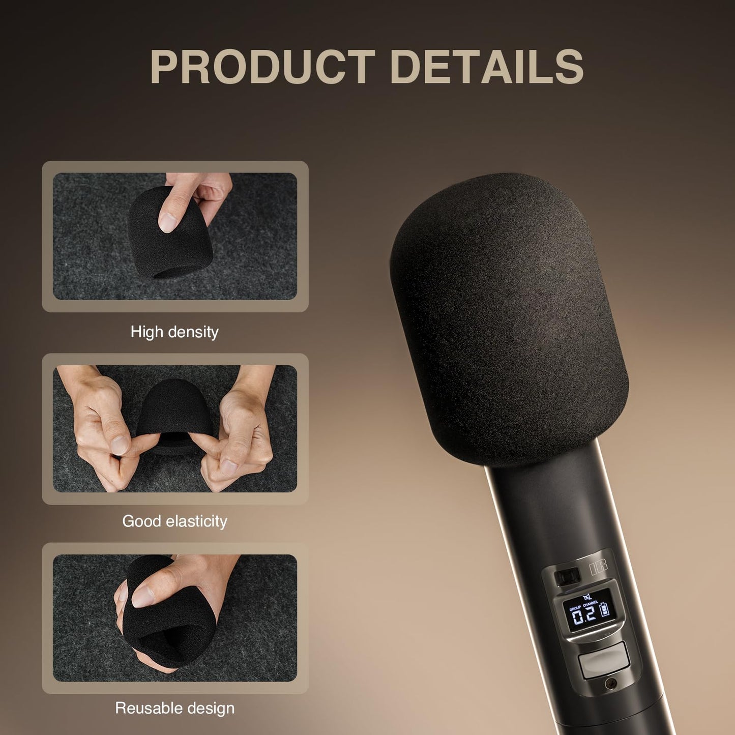 Phenyx Pro 5 Pack Foam Mic Cover, Thick Handheld Microphone Windscreen, Reusable Microphone Pop Filter (PTA-WDS5)