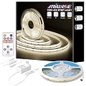MIWISE COB LED Strip,4000K Natural White 20ft/6.1m,Dimmable Super Bright 24V LED Strip Light,CRI 90+ Flexible Tape Light with RF Remote Timer