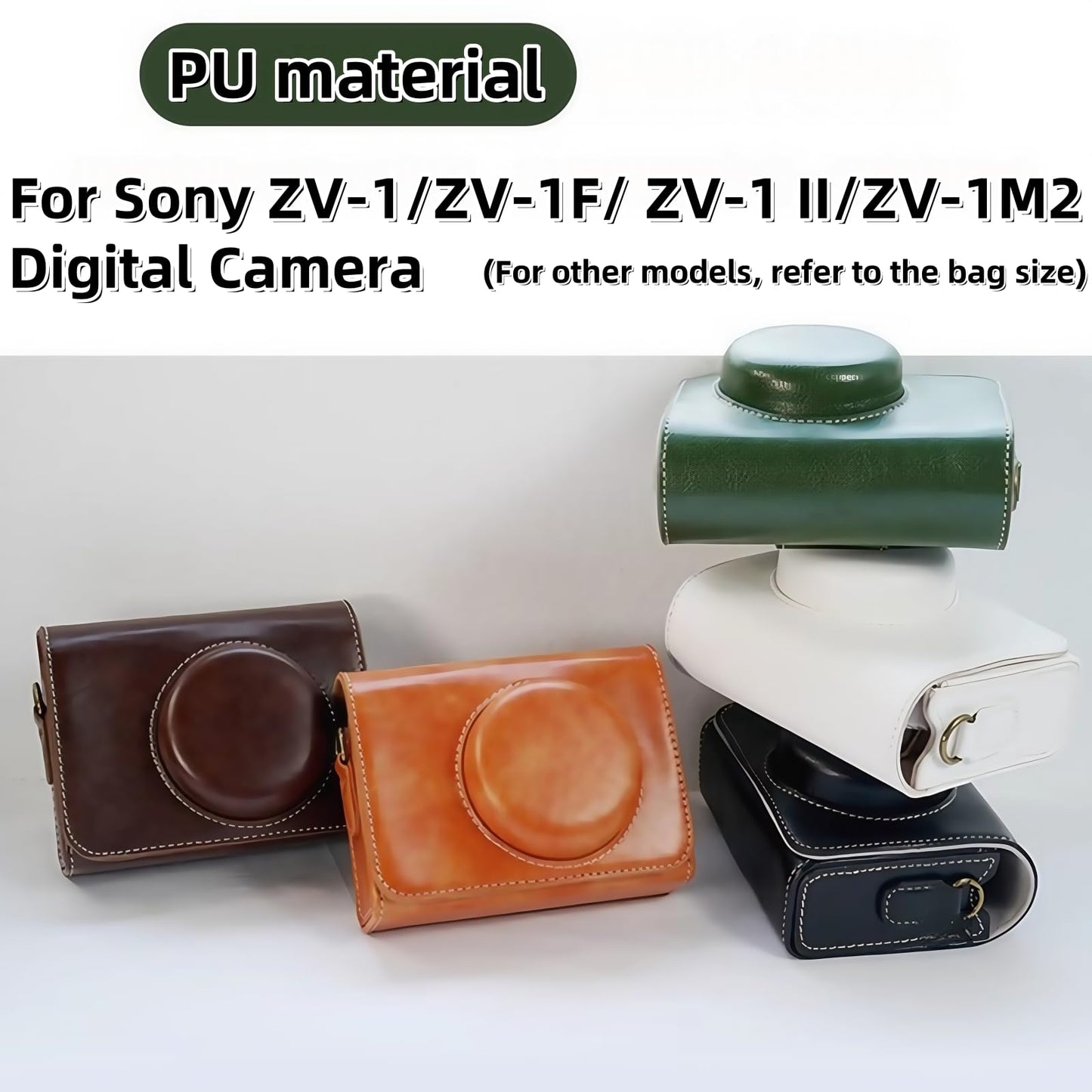SZHSYJY ZV-1F Case,Camera Case for Sony ZV-1F/ ZV-1 II/ZV-1M2 Digital Camera,Digital camera PU leather storage bag with removable shoulder strap.