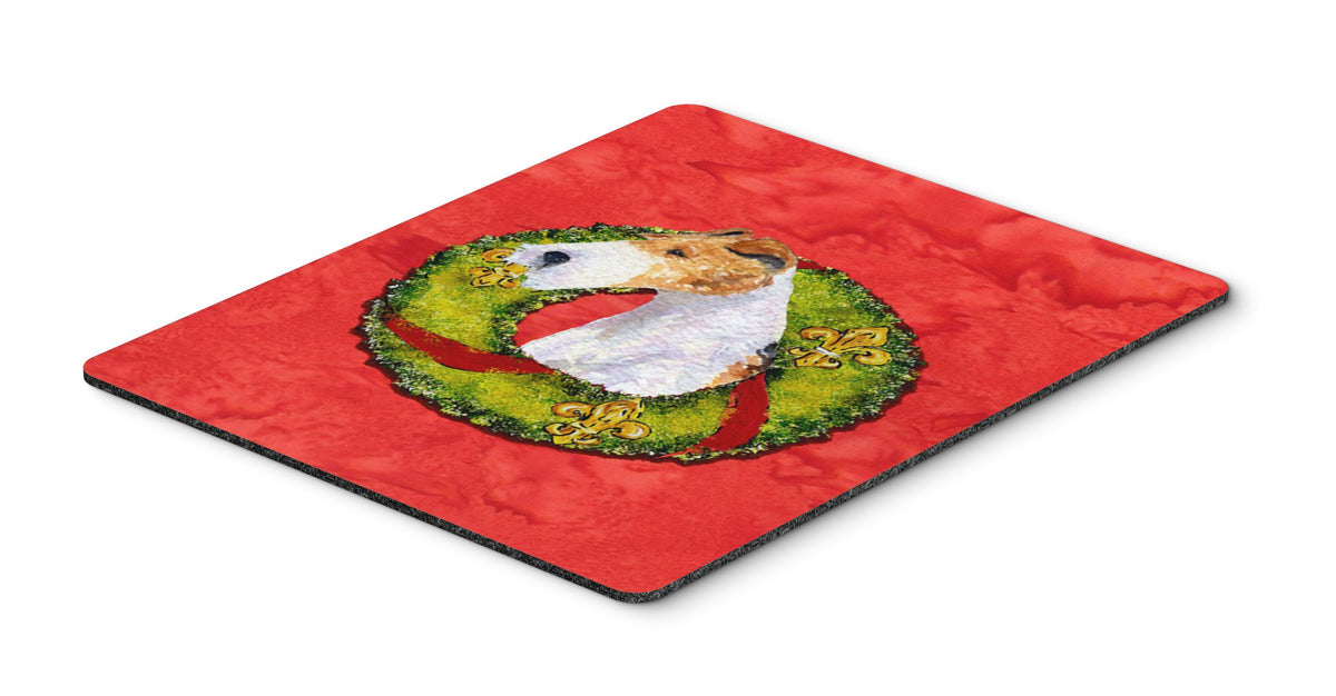 Caroline's Treasures SS4168MP Fox Terrier Cristmas Wreath Mouse Pad, Hot Pad or Trivet for Home Office Gaming Working Computers Laptop Mouse