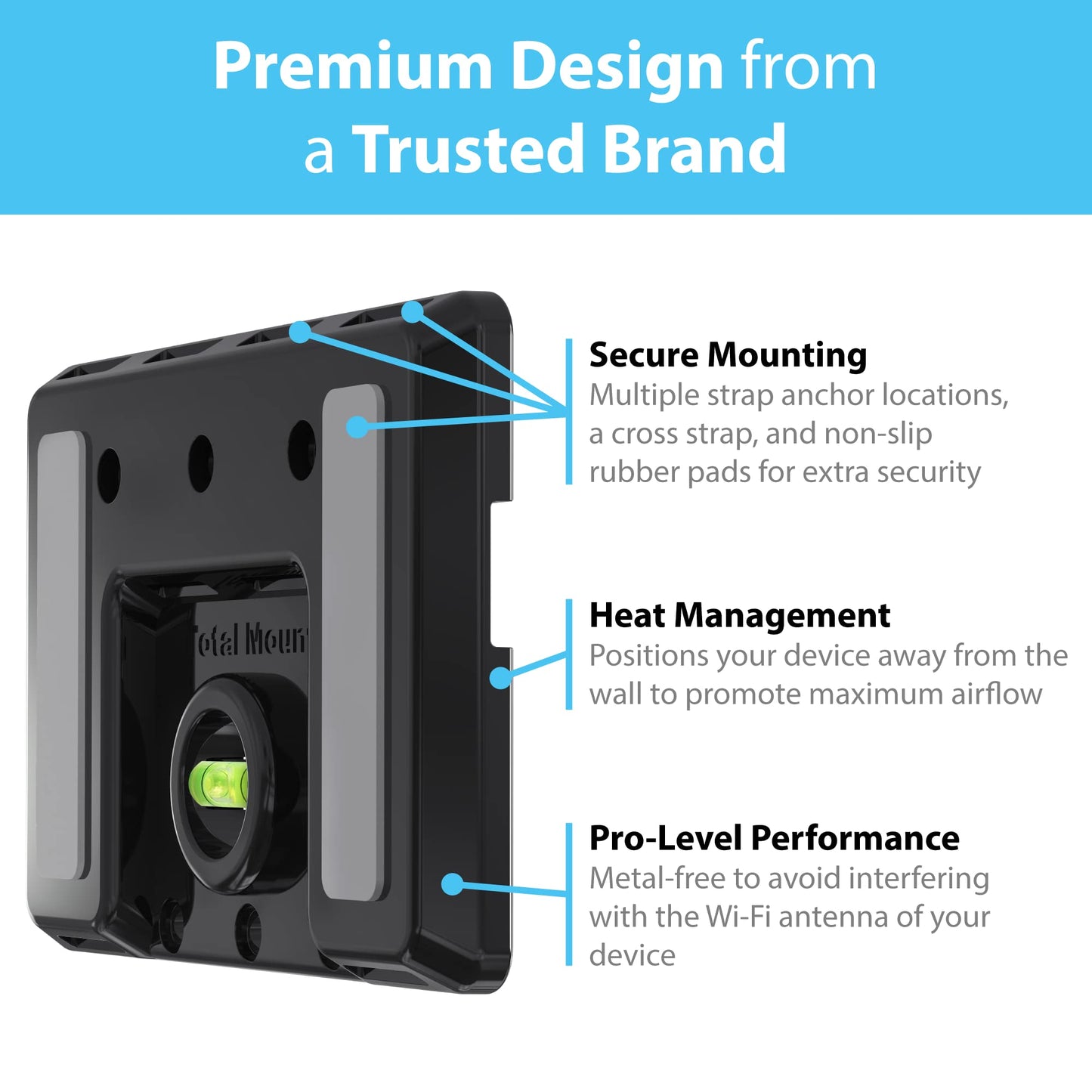 TotalMount Universal Mount for Electronics - Adjustable and Secure Wall Mount for Your Cable Box, Router, Modem, Wi-Fi Devices, DVR, and More