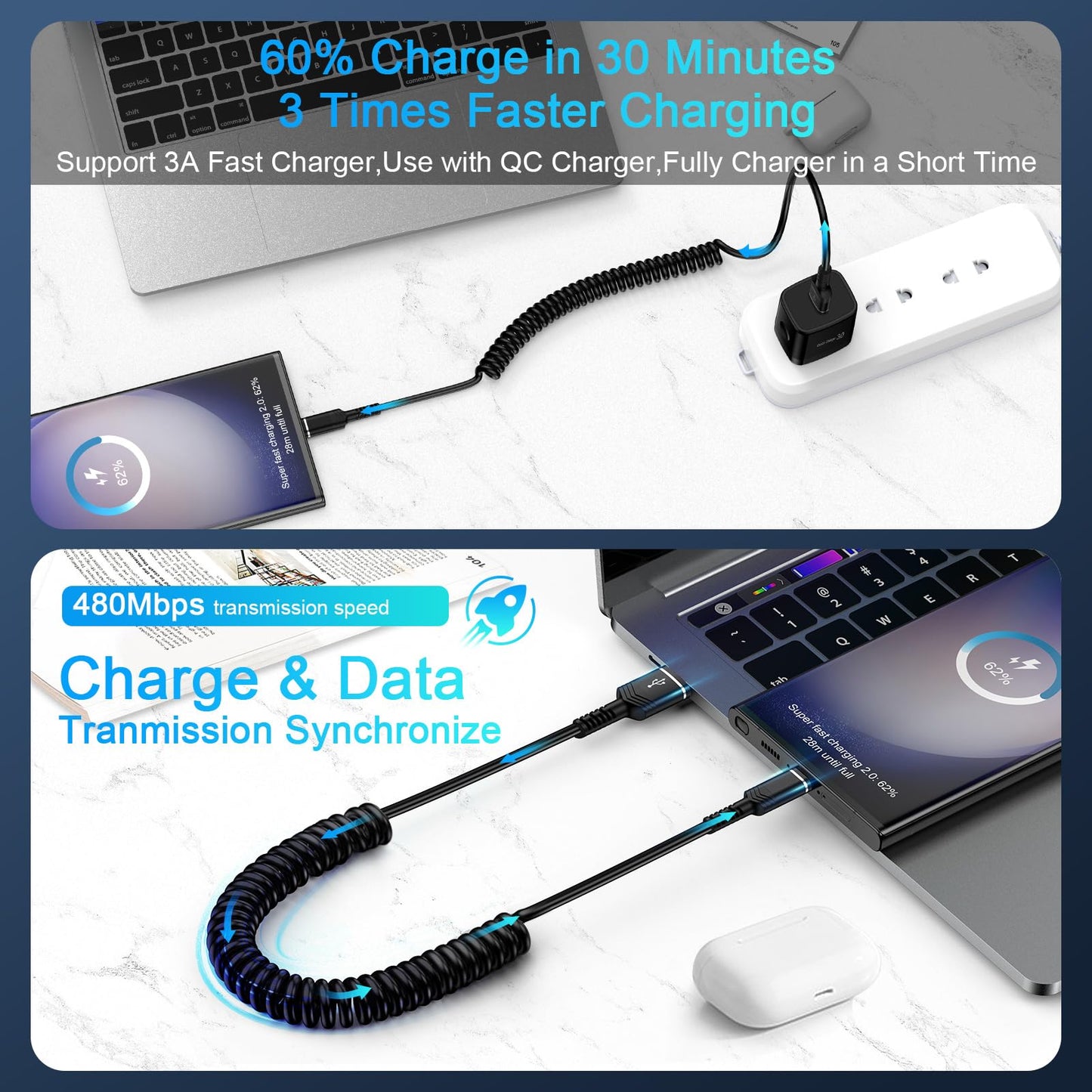 USB C Charger Cable 3FT Fast Charging Cord for iPhone 17 Pro Max/16e/16 Pro Max/15 Pro/Samsung Galaxy S25 Ultra/S24/S23/S22/S21/S20/A17/A16/A15