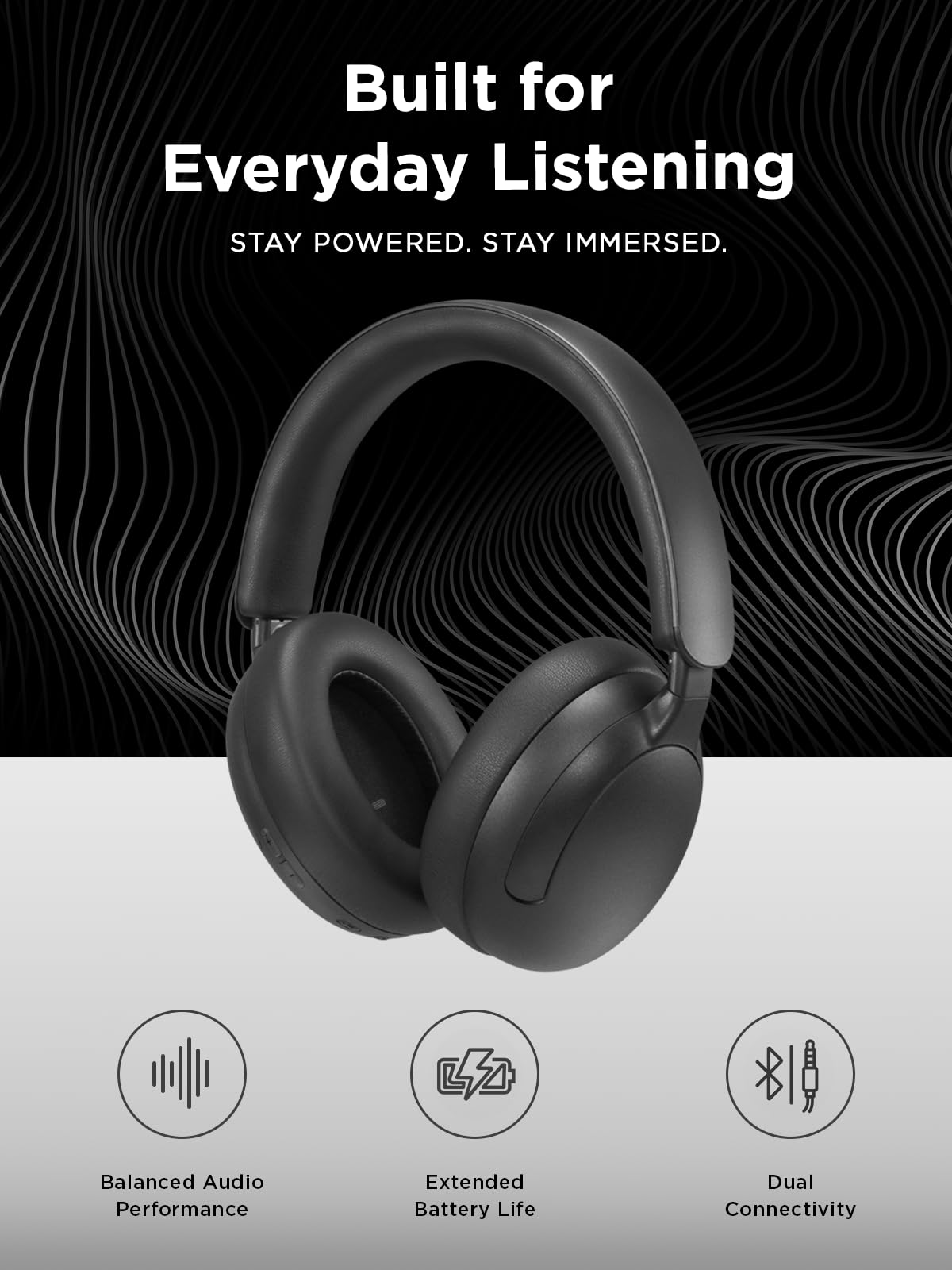 Lenovo Wireless Headphone 2000 Over Ear Bluetooth Headphones with 40 mm Drivers, Up to 110 Hours Battery Life, Wired & Wireless Use, Fast Charge