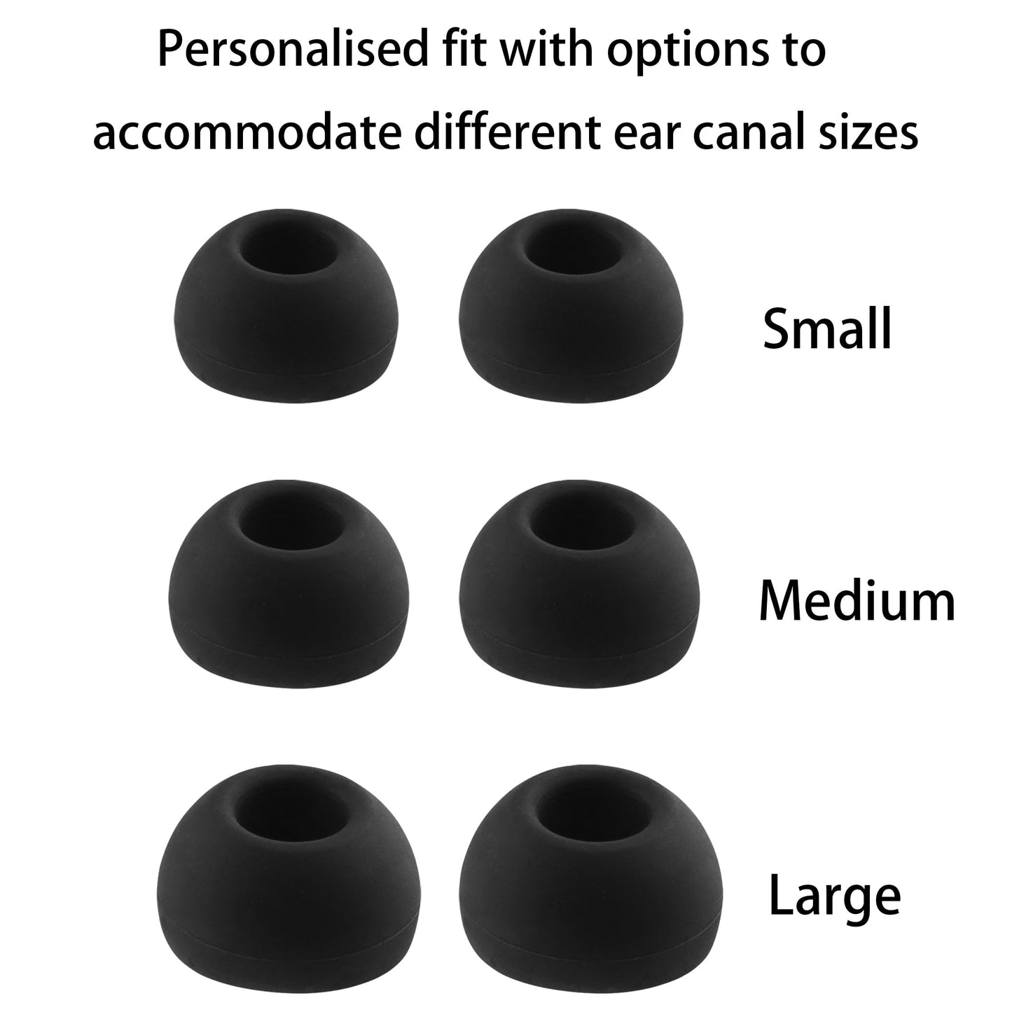 NANLANFAN Replacement Silicone Ear Tips for TOZO NC7 / TOZO T20 / TOZO NC3 / TOZO Crystal Pods Wireless Earbuds, 6 Pairs (S/M/L, Black)