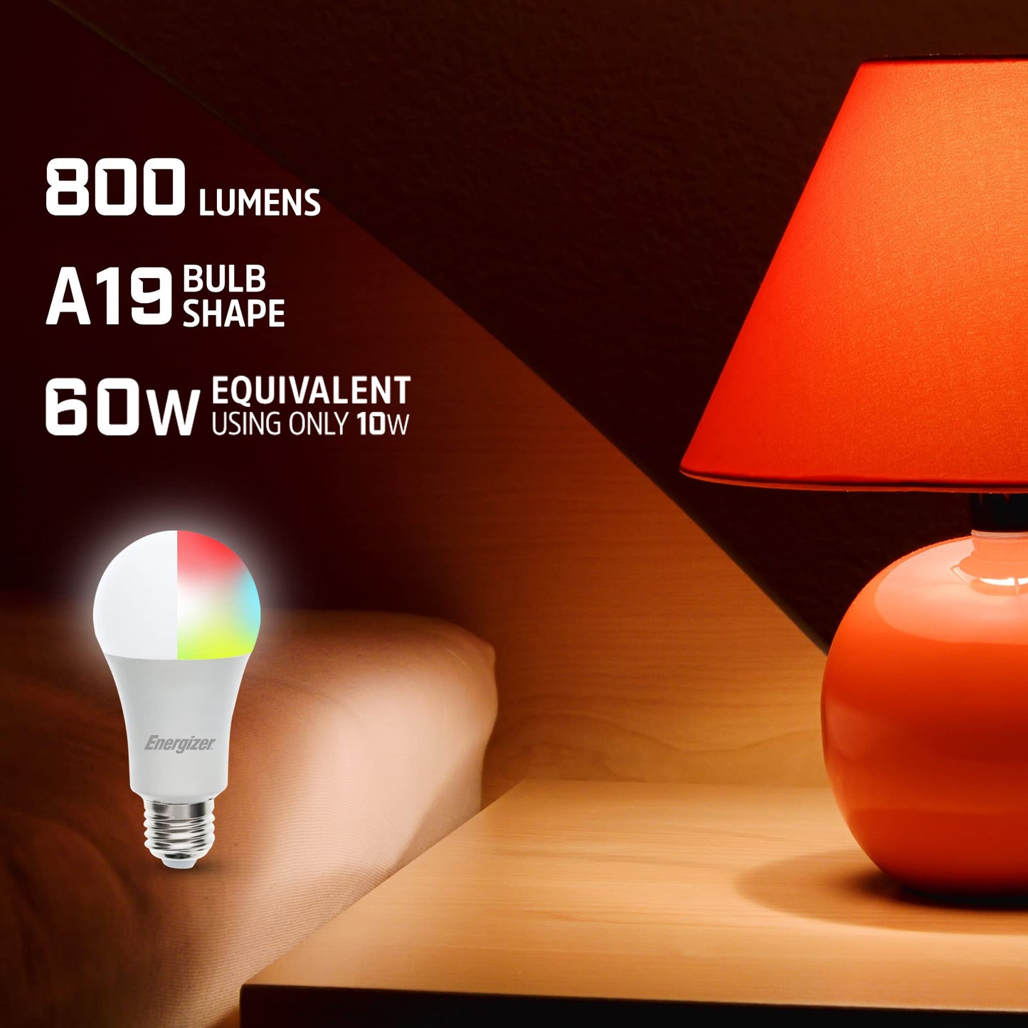 ENERGIZER A19 SMART BRIGHT RGB WHITE LED BULB