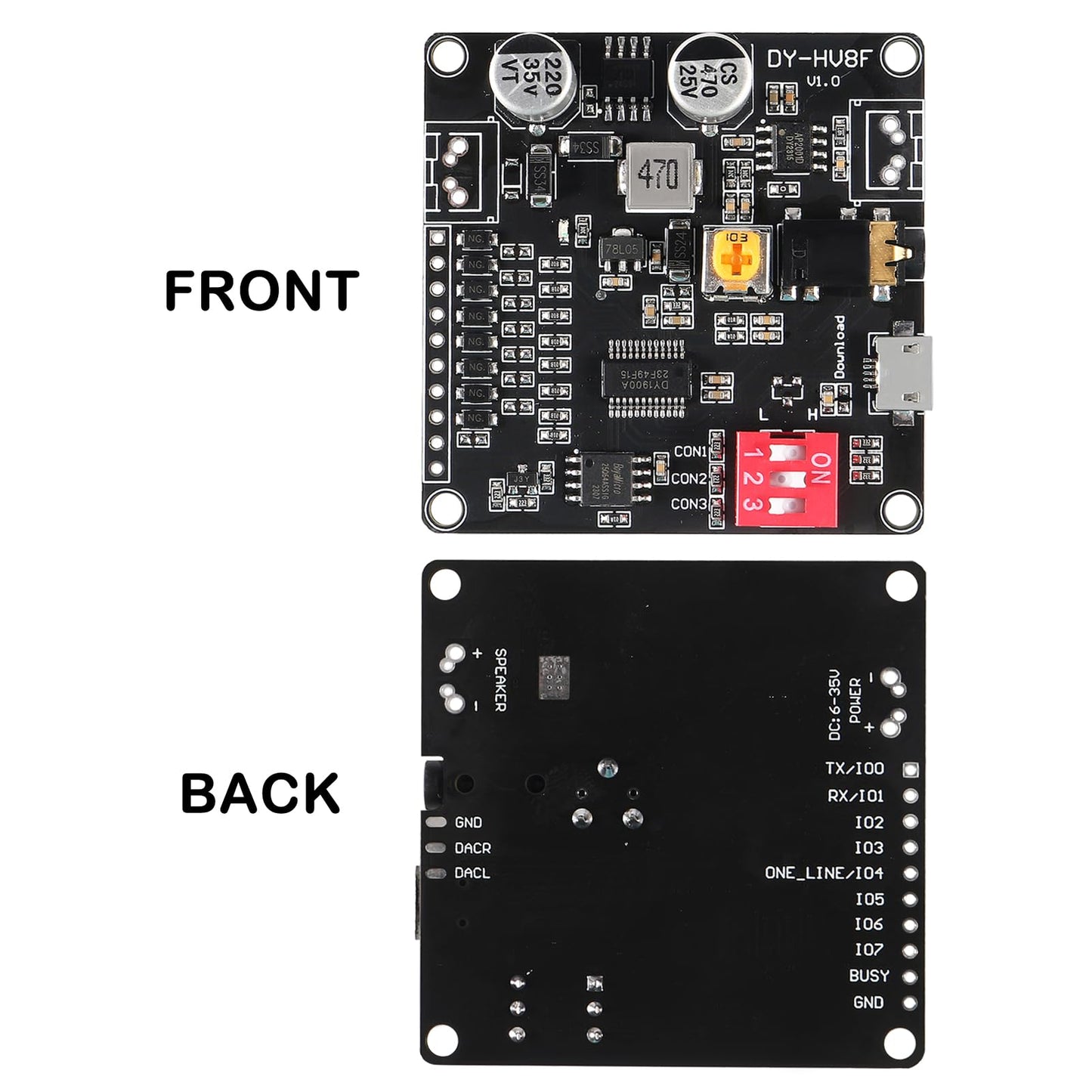 AITIAO 2PCS Voice Playback Module Board MP3 Music Player 20W 12V 24V High Power Sound Board UART I/O Trigger Amplifier Class D 64Mbit Flash Storage