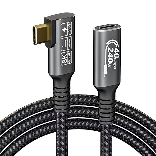 USB C 4 Extension Cable, with Thunderbolt 4 Cable, 240 W Charging, 40 Gbps Data, 8K @ 60Hz 4K, PD3.1, USB C Female, for Hub, Dock MacBook, SSD