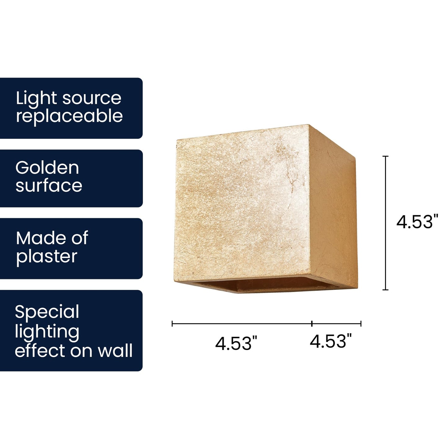Lucande 4.5" Gold Wall Sconce, Gold Foil Up Down Wall Light Fixture, Hardwired Indoor Wall Lamp Wall Lighting for Bedroom Living Room Hallway, Wall