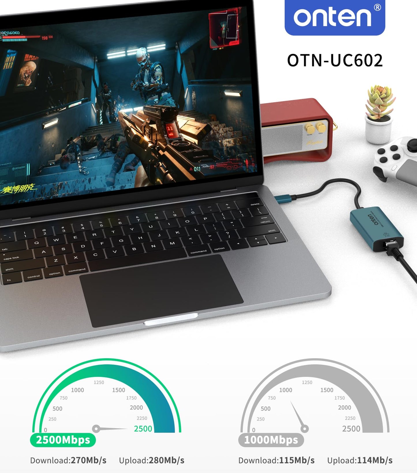 USB-C to Ethernet Adapter - 2.5Gbps High-Speed,2500MbpsType-C to RJ45 Ethernet LAN Network Adapter Thunderbolt 4/3 Compatible, for iPhone 15 Pro/Max