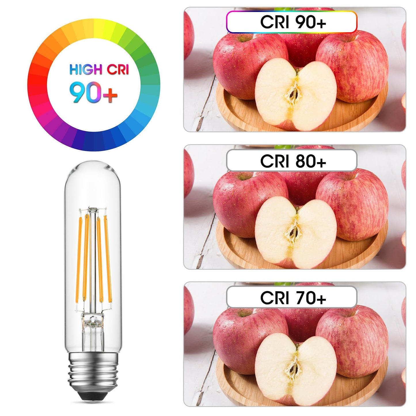 Gozelux Dimmable E26 Edison Bulb, AC120V Warm White 2700K Light Bulbs, 6W Equal 60 watt 750LM Tubular T10 LED for Rustic Pendant, Chandeliers, Wall
