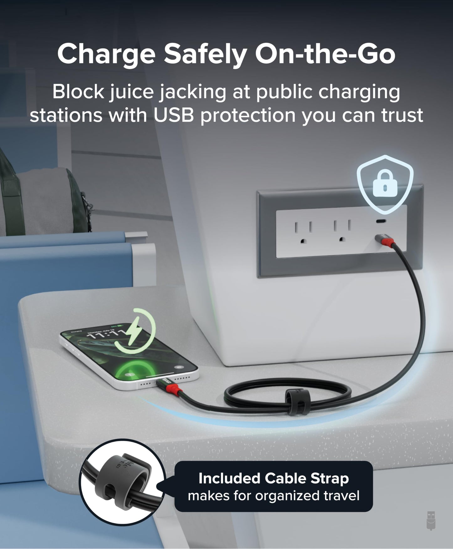 Plugable USB C to USB C Cable, Data Blocker Charge Only Cable (1m/3.3ft): 240W Safe Fast Charging for MacBook, iPhone 15/16, Galaxy S24, Steam Deck
