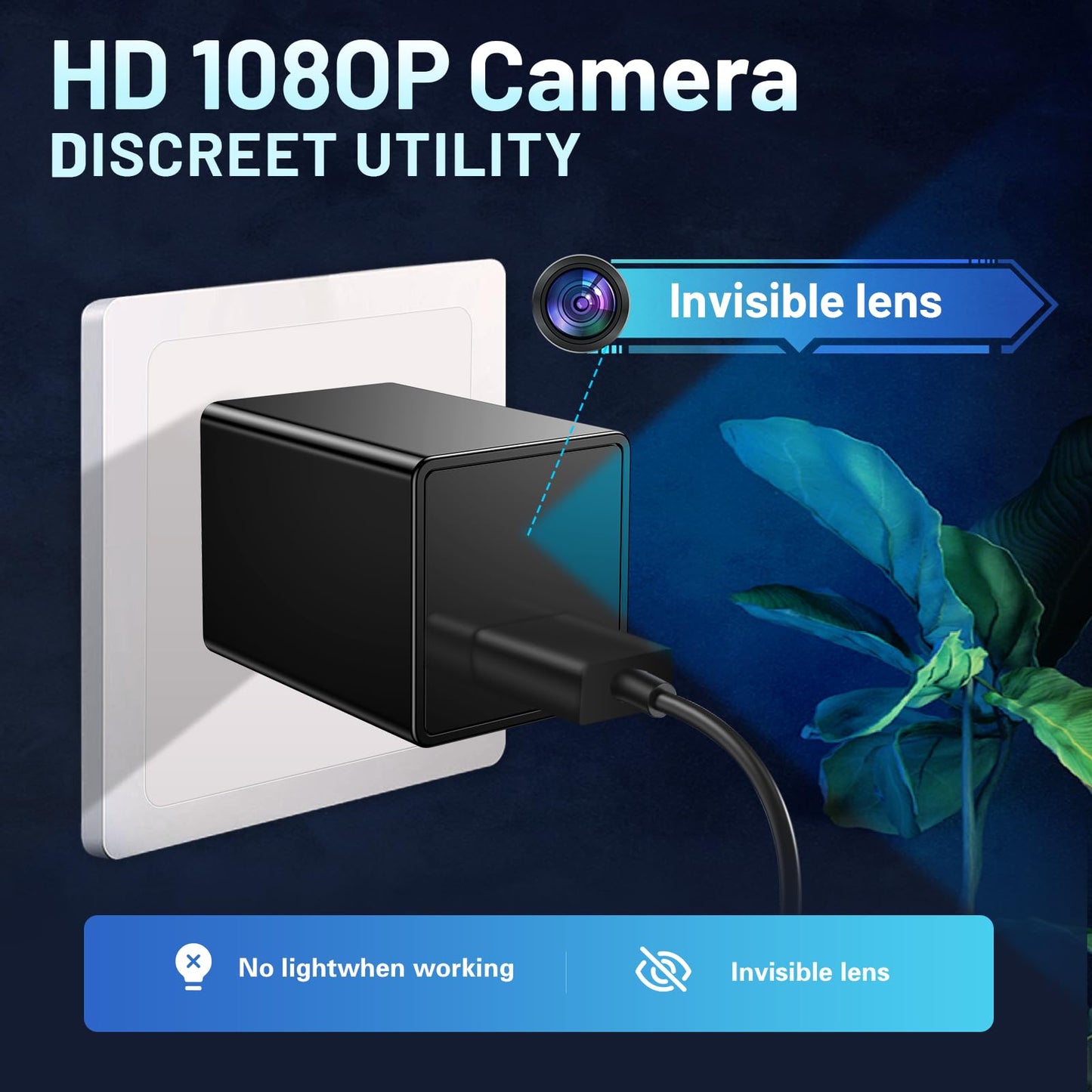 Wireless Smart 1080P USB Charger WiFi Camera Indoor Security Camera Baby Monitor Surveillance Hidden Security Cam Motion Detection with App Live Feed