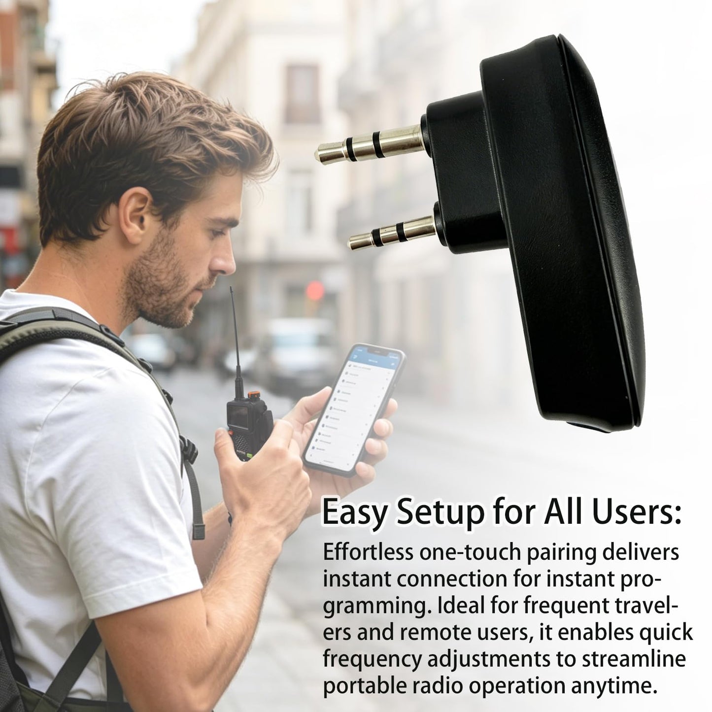 BAOFENG Programming Adapter, Wireless Radio Programmer Compatible with UV-5R, UV-5R Mini, UV-82, BF-888S, Support iOS & Android App, No PC Driver