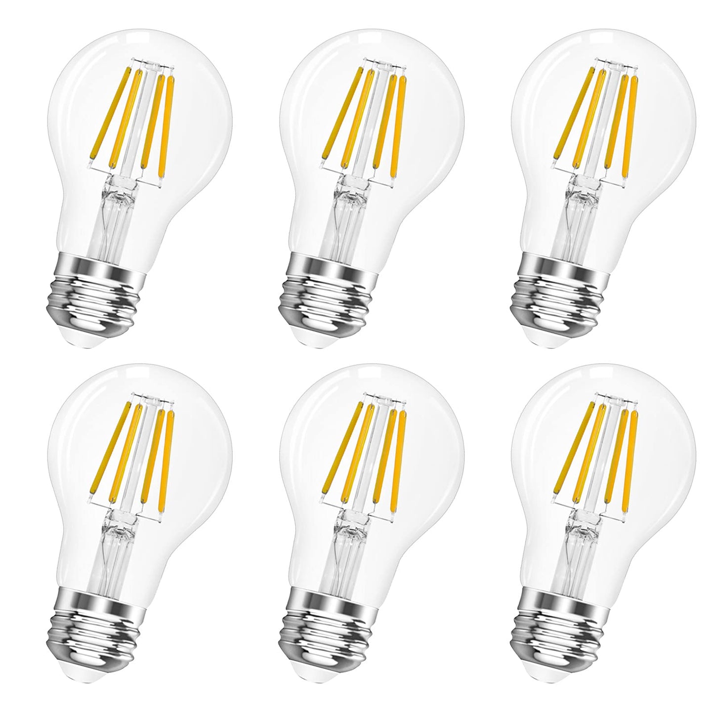 A19 E26 Base Dimmable Edison LED Bulb, 4W(40 Watt Equivalent) Stepless Dimming Light Bulbs 470lm, 3000K Soft Warm White, Vintage Clear Glass LED