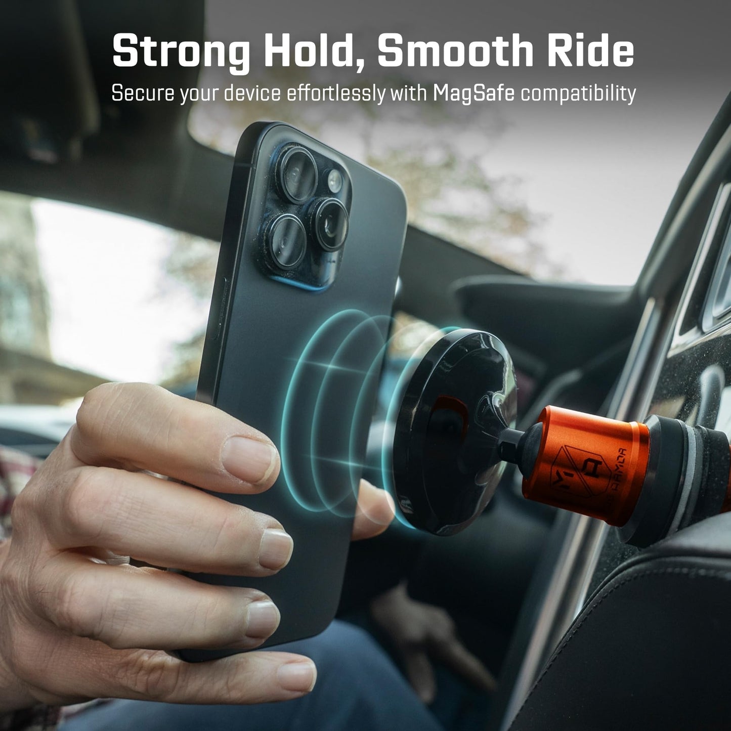 Mob Armor MobNetic Maxx MS - MagSafe Compatible Car Phone Mount w/ 90º Tilt, 360º Rotation & Durable Aluminum Build, Magnetic Holder for iPhone