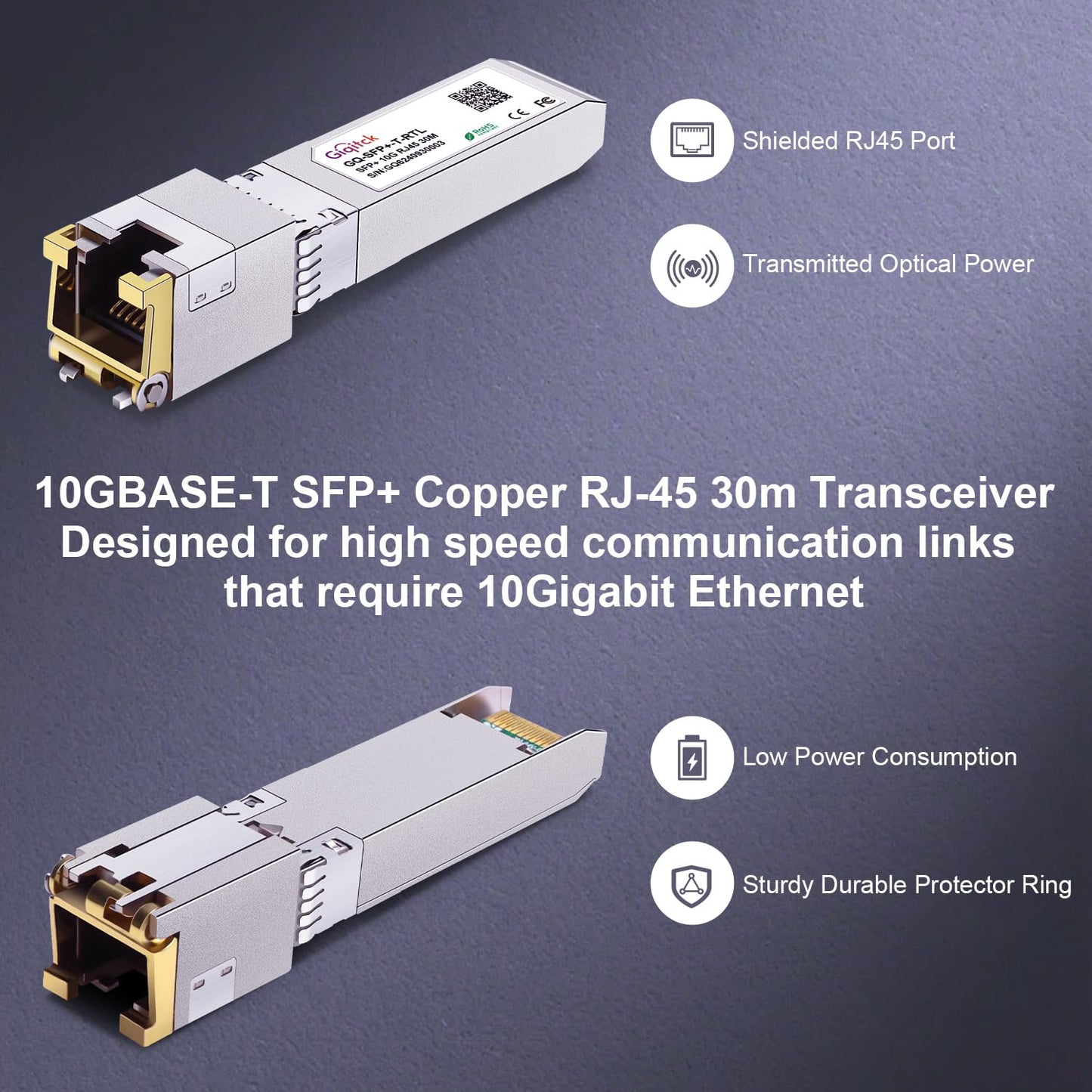 10GBase-T SFP+ to RJ45 Module,Copper Transceiver for Cat6a/Cat7,Up to 30m