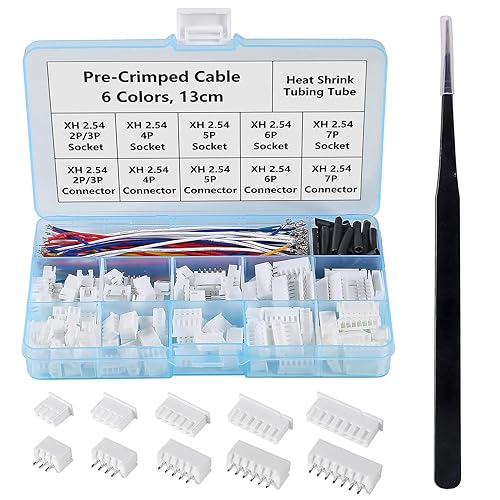 D-FLIFE 2.54mm XH Connector Socket Kit with pre-Crimped Cable Wire 2/3/4/5/6/7 Pin Housing JST Adapter Cable Male and Female Compatible with JST-XH