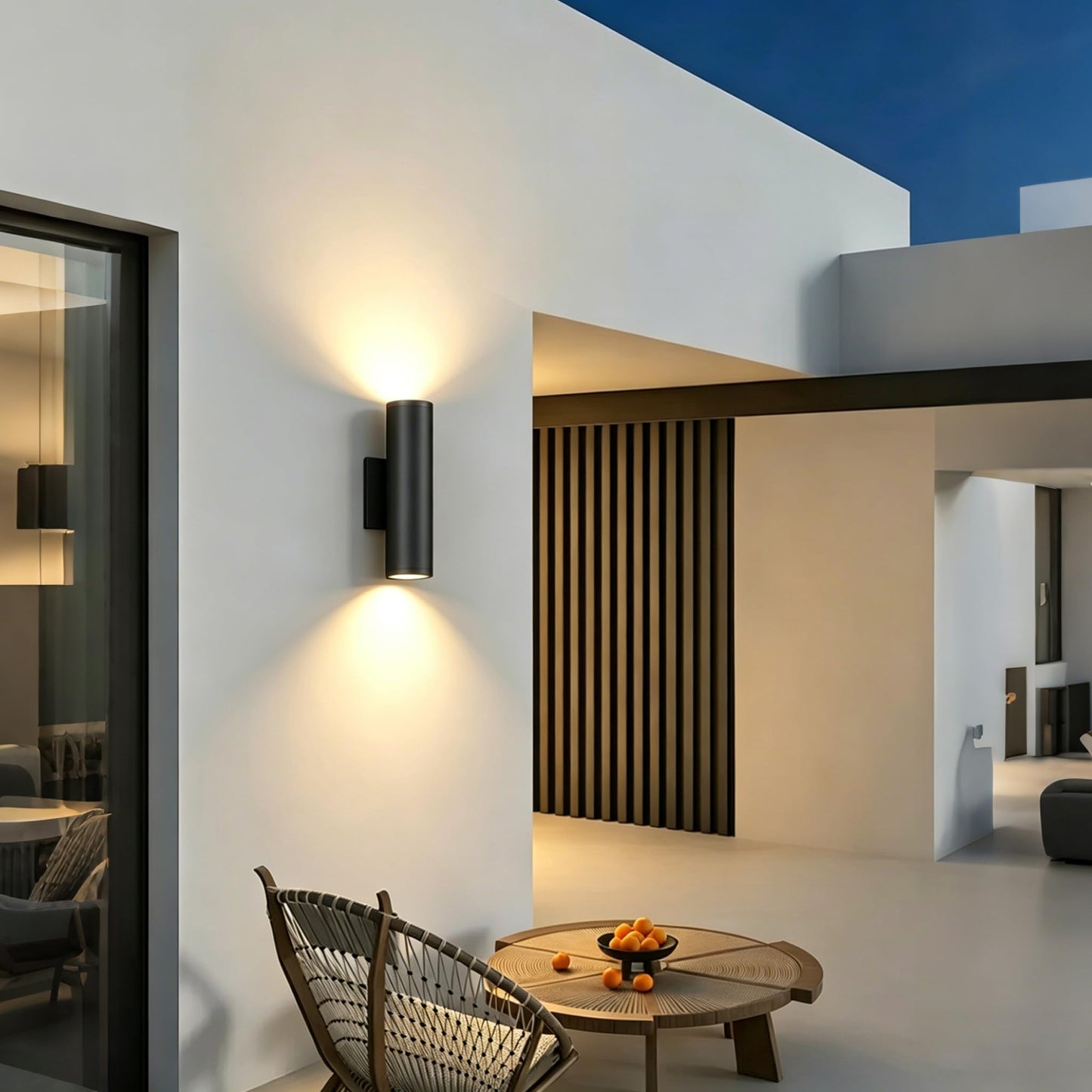 ilucezzo Outdoor Wall Lights, E26 Base, Aluminum Waterproof Modern Wall Sconces Cylinder Design, Black Modern Up and Down Wall Light Fixture Wall