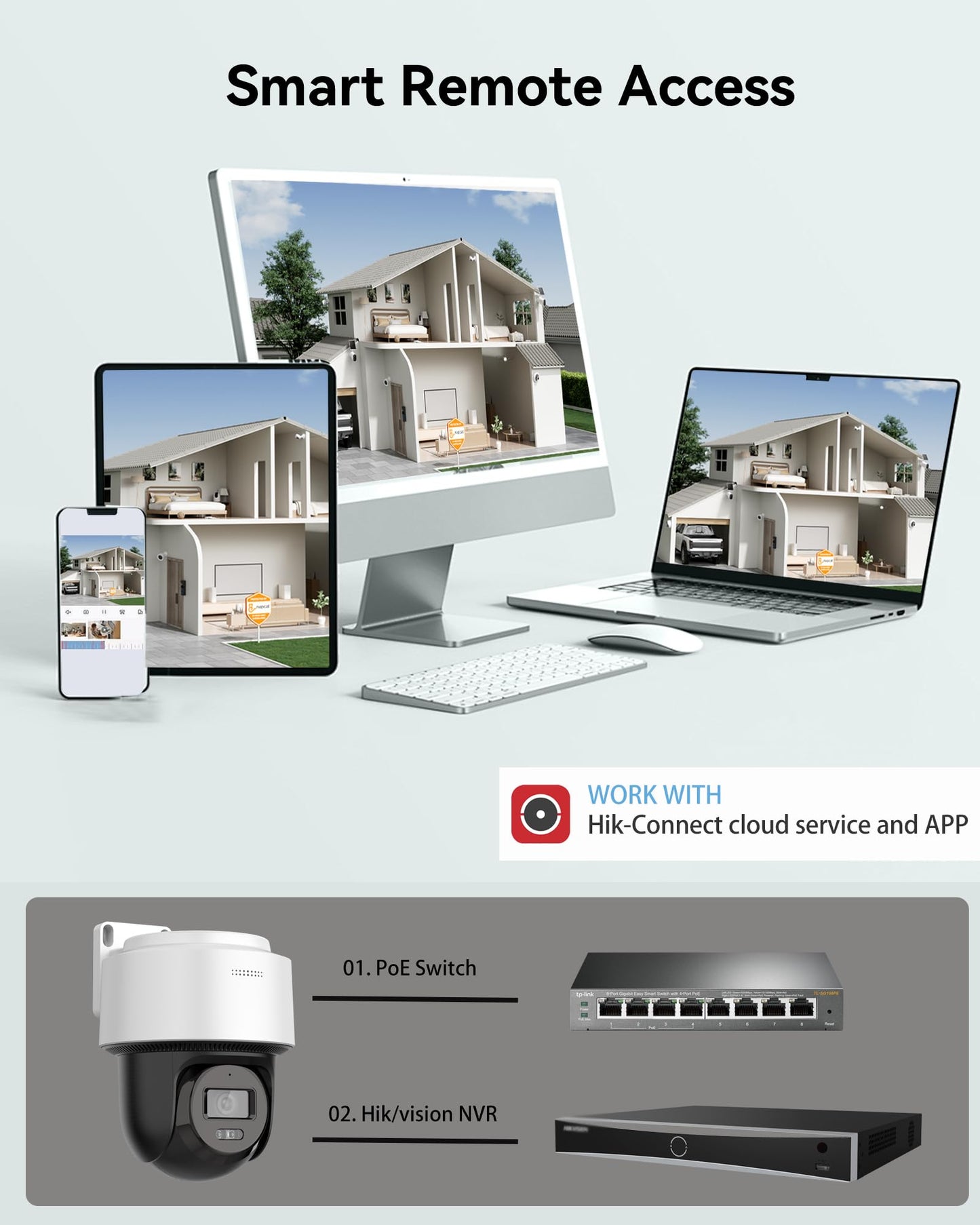VisiSecure DS-2DE2C400MWG-E 4MP Hik PoE PT Security Camera Outdoor, with Human Detection Auto-Tracking, IP66 Weatherproof, 2.8MM Lens H.265+, Smart