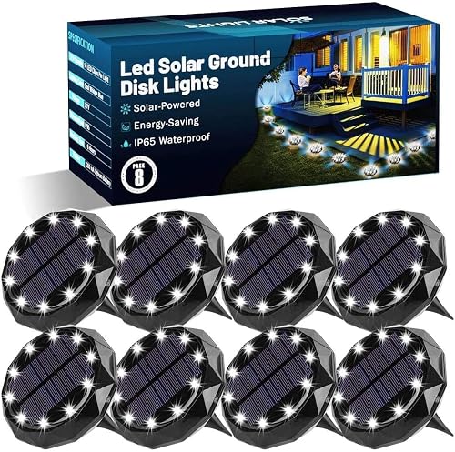 Solar Lights Outdoor Landscape Lighting Solar Ground Lights 14 LEDs Solar Garden Pathway Lights Decorative for Landscape Yard Lawn Path Walkway