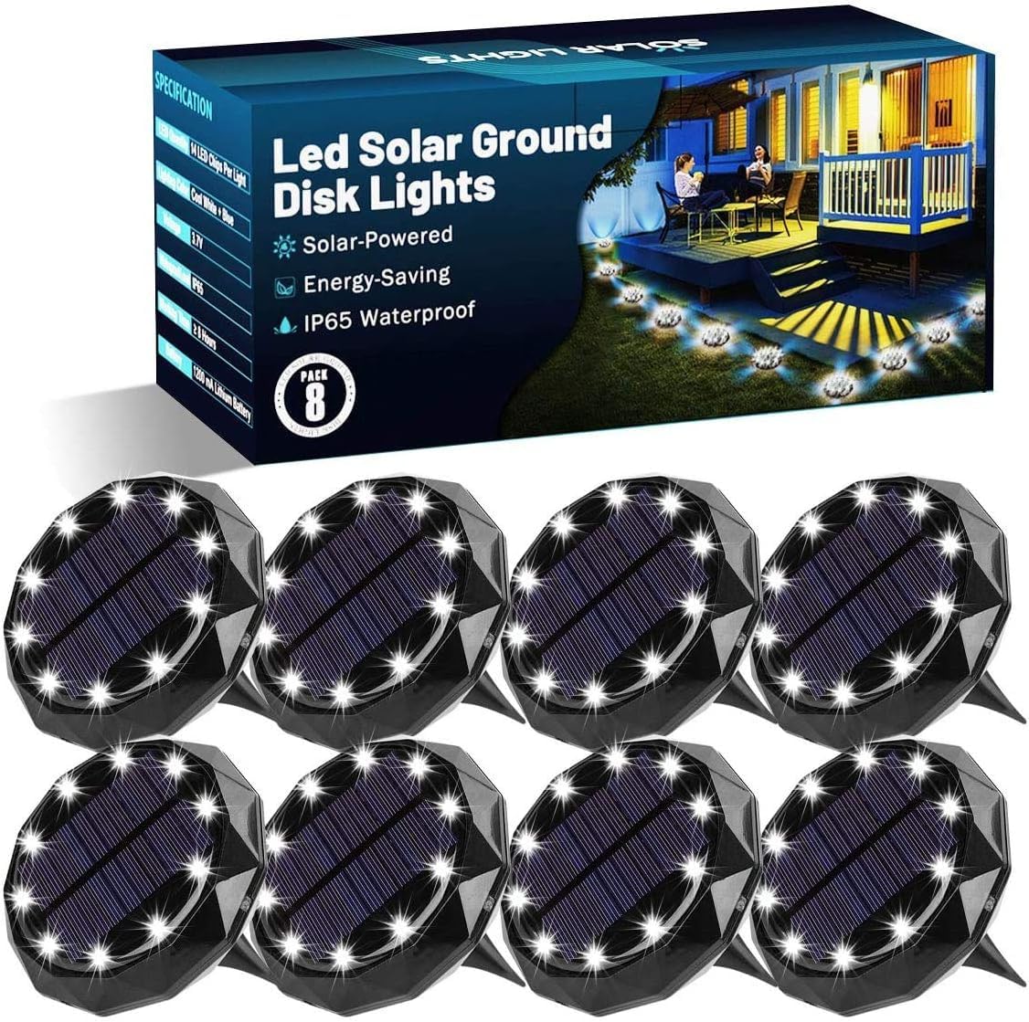 Solar Lights Outdoor Landscape Lighting Solar Ground Lights 14 LEDs Solar Garden Pathway Lights Decorative for Landscape Yard Lawn Path Walkway