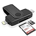 USB C Lightning SD Card Reader for iPhone 15 iPad Mac - 2 in 1 Micro SD/SD Card Adapter(Read Two Cards simultaneously), Portable Digital Camera