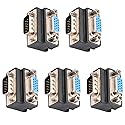 J&D DB15 90 Degree VGA 15 Pin Adapter (5 Pack), D sub 15 Nickel Coated Connector Right Angle Male to Female VGA 15 Pin Adapter Coupler Converter