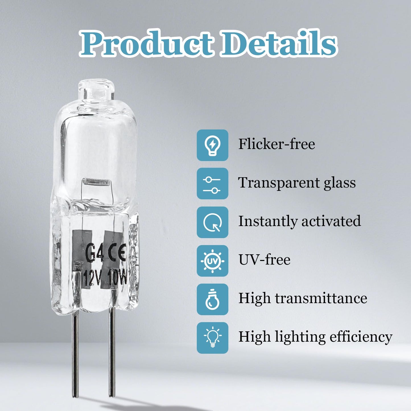 RJIALIQF G4 Bulb 12V 10W Halogen Light Bulbs 2 Pin, 14 Pack