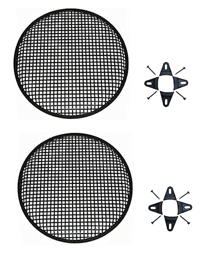 Pair of 15 Inch 15" Universal Metal Car Audio Speaker SubWoofer Waffle Grill Protector Cover with Clips and Screws