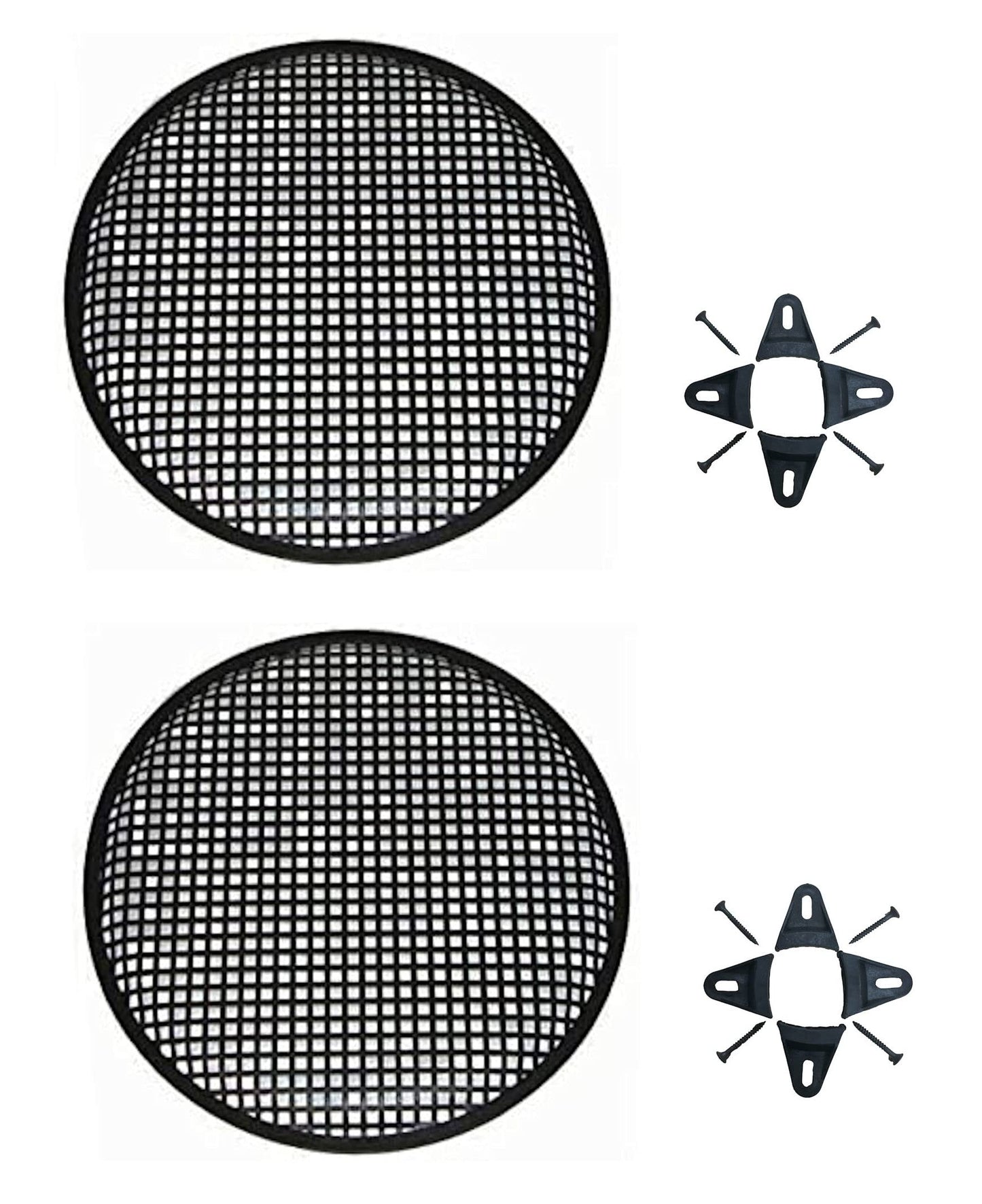 Pair of 12 Inch 12" Universal Metal Car Audio Speaker SubWoofer Waffle Grill Protector Cover with Clips and Screws