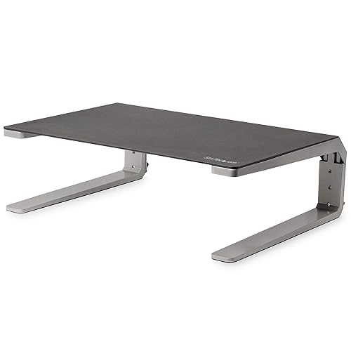 StarTech.com Monitor Riser Stand - for up to 32" (22lb/10kg) Monitor - Height Adjustable - Computer Monitor Riser - Steel and Aluminum (MONSTND)