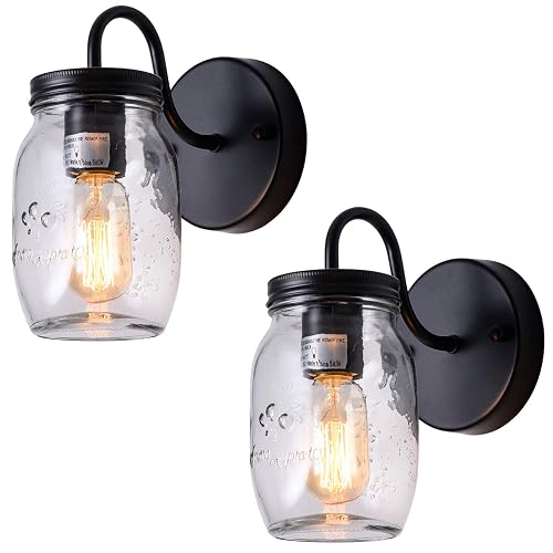 XIPUDA Sconces Wall Lighting, Retro Wall Sconces Set of Two, Black Vanity Lights Bathroom Sconces Wall Decor, Hallway Wall Sconces Farmhouse Wall Lamp