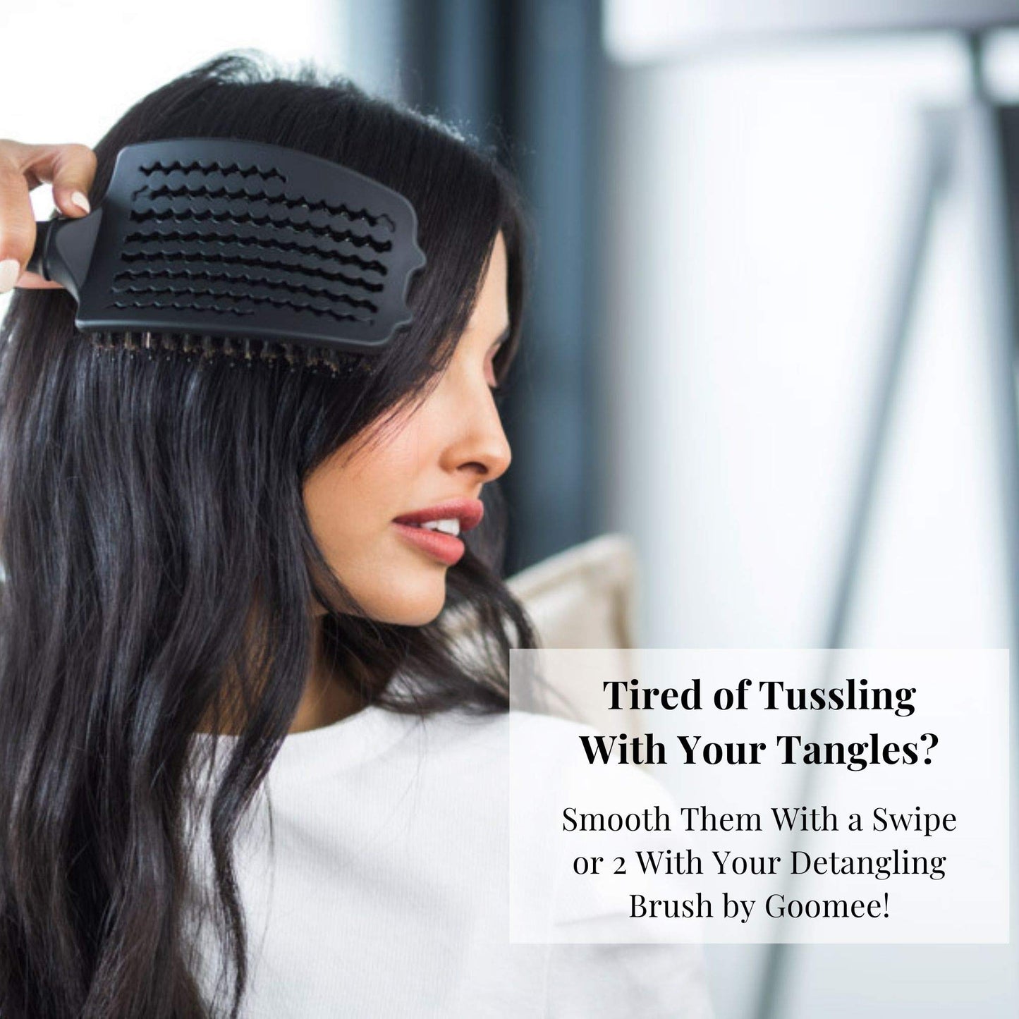 Goomee Straight & Curly Hair Detangler Brush – Nylon & Boar Bristles for Soft, Smooth, Shiny Hair, Wet & Dry Use, Vent Design for Fast Drying, Large Green