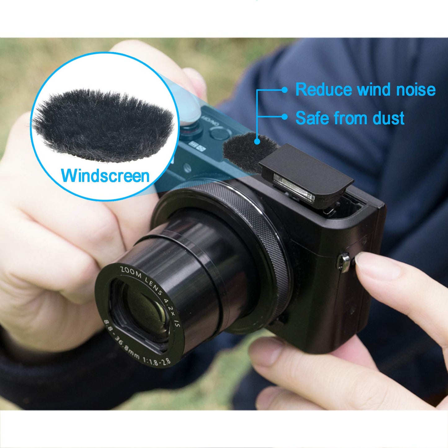 YOUSHARES Camera Mic Windscreen, 8 PCS Fur Wind Muff Wind Cover for DSLR Built-in Microphone Outdoor Wind Filter