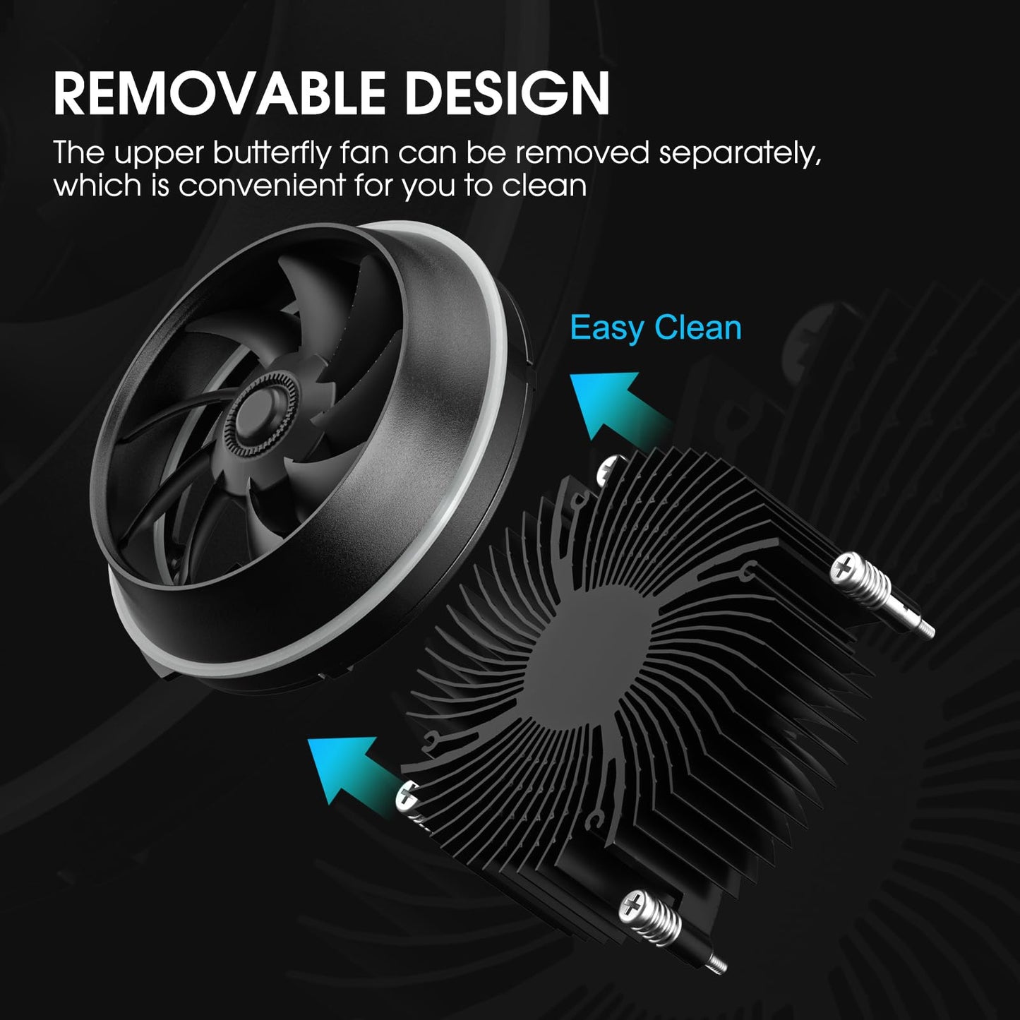 Vetroo Eclipse Low-Profile ARGB CPU Cooler, 90mm 4-Pin PWM Fan, Premium Aluminum Fins, 95W TDP Air Cooling for Intel LGA 1851 & 1700 Only