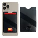 Alban Leather Stick On Cell Phone Wallet with Finger Strap, Phone Pocket Case for Credit Card, ID, Cash - Strong Adhesive, RFID Blocking, Compatible