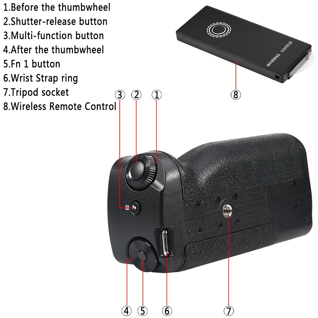 DSTE Replacement for Pro Wireless Remote Control DMW-BGG1 Vertical Battery Grip Compatible Panasonic Lumix DMC-G80 DMC-G85 G80 G85 Digital Camera as
