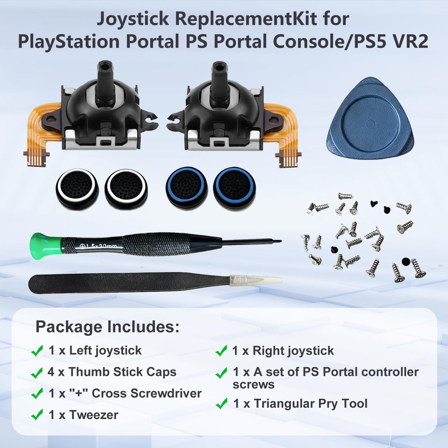 2-Pack Joystick Replacement Kit for PlayStation Portal PS Portal Console/PS5 VR2, Upgrade Anti-Drift Analog Thumbstick,Analog Thumb Stick Repair