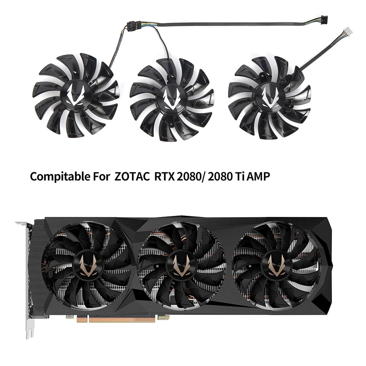 inRobert RTX2080 GPU Fan Replacement for Zotac RTX 2080 Ti AMP Graphics Card Cooling Fan (Full Set)