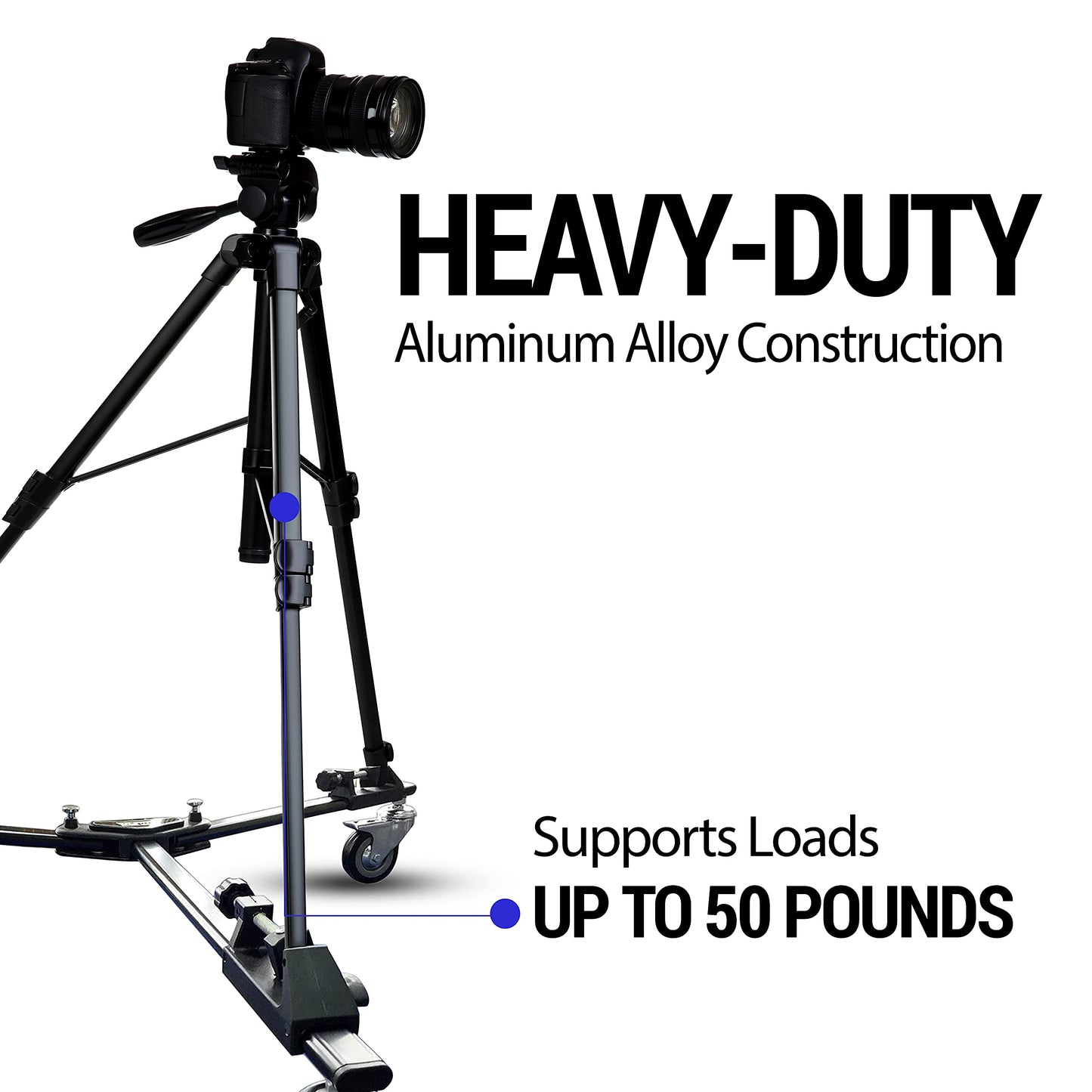 Vidpro PD-1 Professional Tripod Dolly - Heavy Duty with Adjustable Leg Mount with Locking Wheels and Carrying Case Compatible with Most Tripods