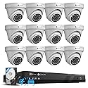 4COVR 16 Channel Security Camera System,AI Human Vehicle Detection, 16CH 8MP NVR 4TB HDD, 12Pcs 5MP Wired Commercial Dome IP PoE Camera IP67 Night