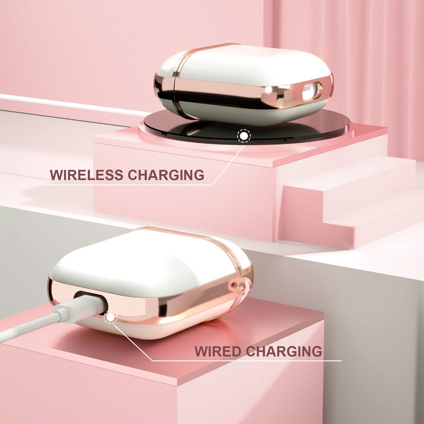 Maxjoy for AirPods Case, Cute AirPod Case Protective Hard AirPod 2 Cover for Women Men with Keychain for AirPods 2nd 1st Generation Charging Cover