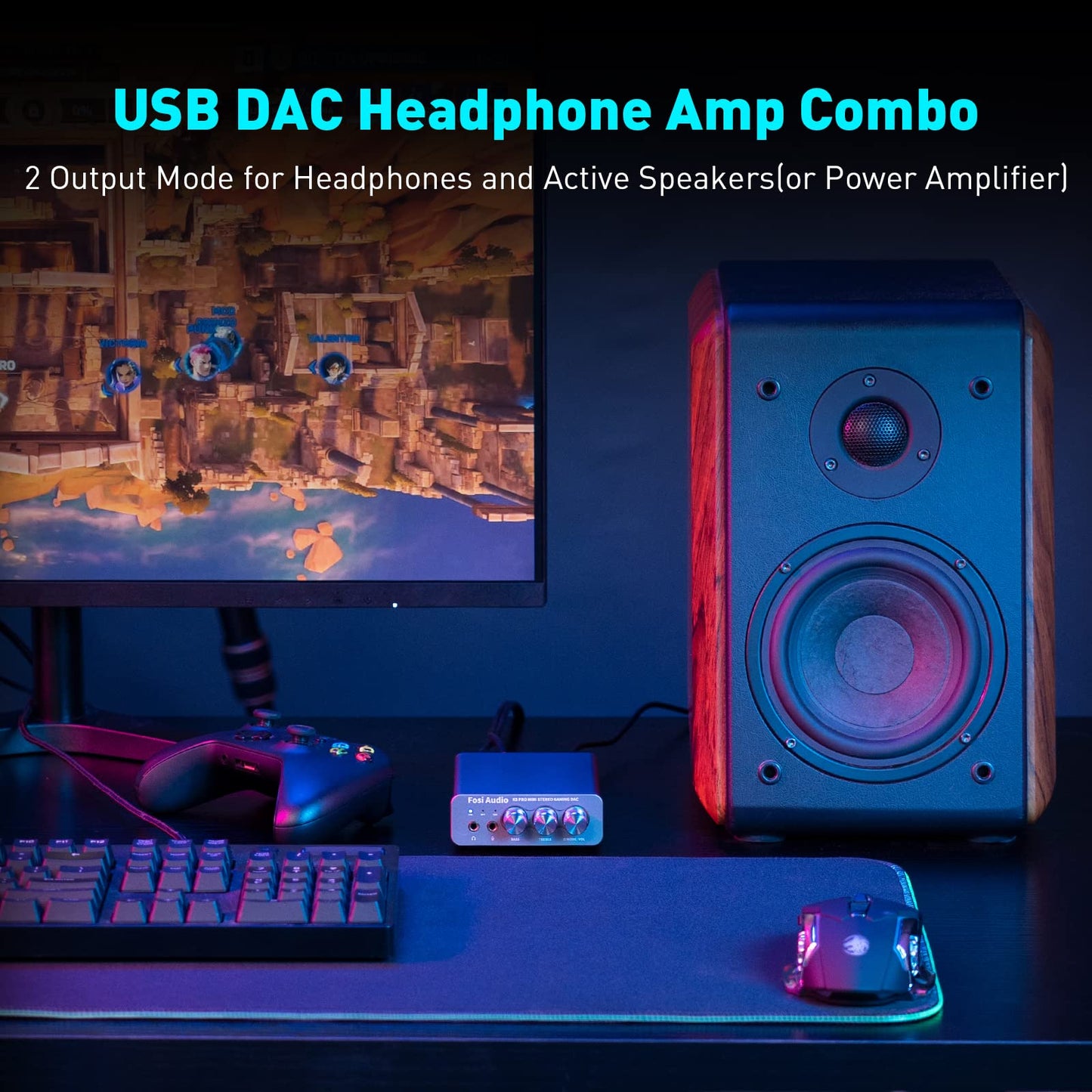 Fosi Audio K5 Pro Gaming DAC Headphone Amplifier Mini Hi-Fi Stereo Digital-to-Analog Audio Converter USB Type C/Optical/Coaxial to RCA/3.5MM AUX