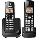 Panasonic Cordless Phone 2 Handsets System Expandable with Amber Backlit Display - KX-TGC352B (Black)