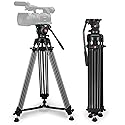 YoTilon Heavy Duty Tripod,70.8 Inch Professional Video Tripod with Fluid Head and Max Loading 17.6 LB, Universal QR Plate, for HDSLR