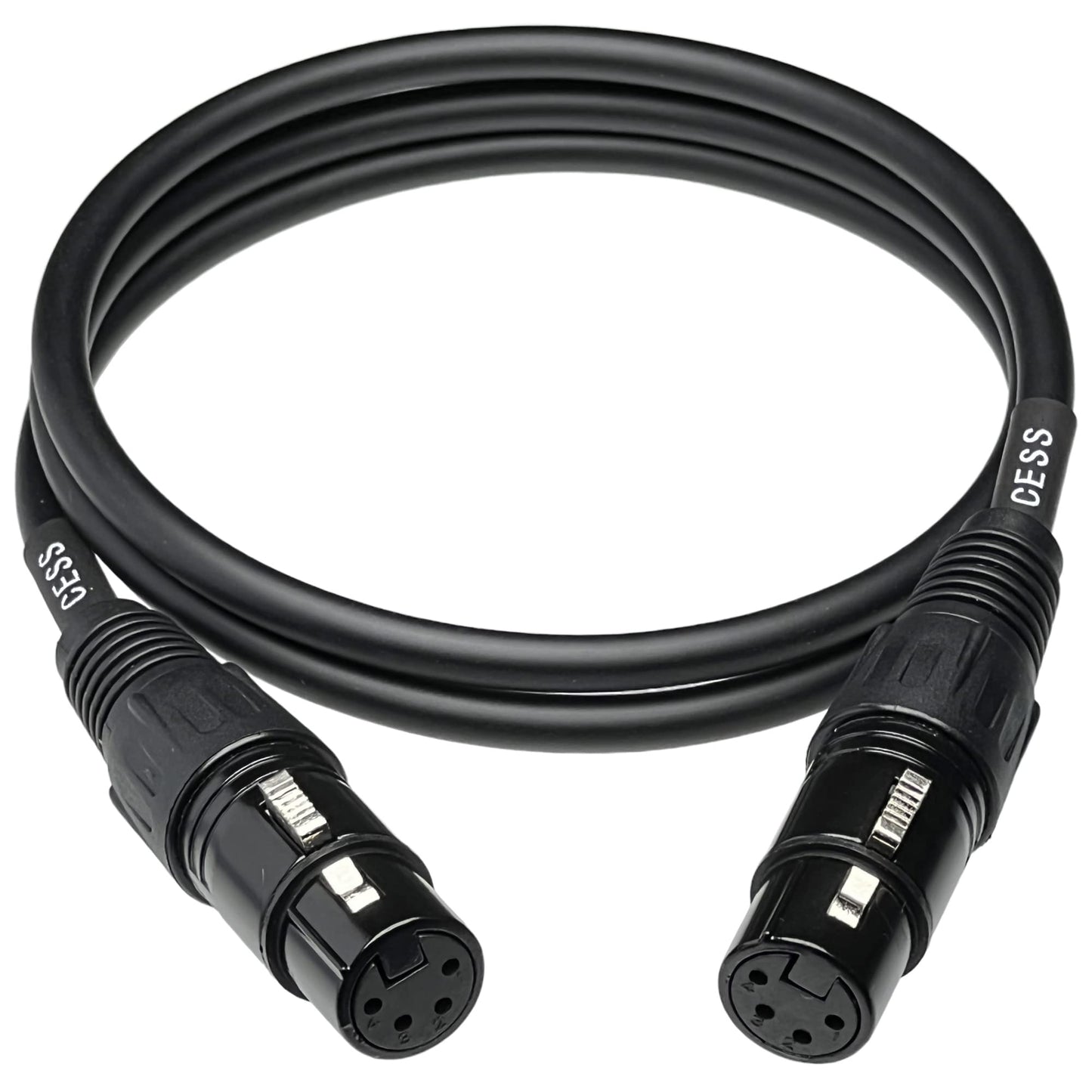 CNCESS CESS-245-3f Balanced 4-Pin XLR Female to Female Headphone Audio Coupling/Gender Change Cable, Black Plug with Soft 4-Core Shielded Cable, 3…