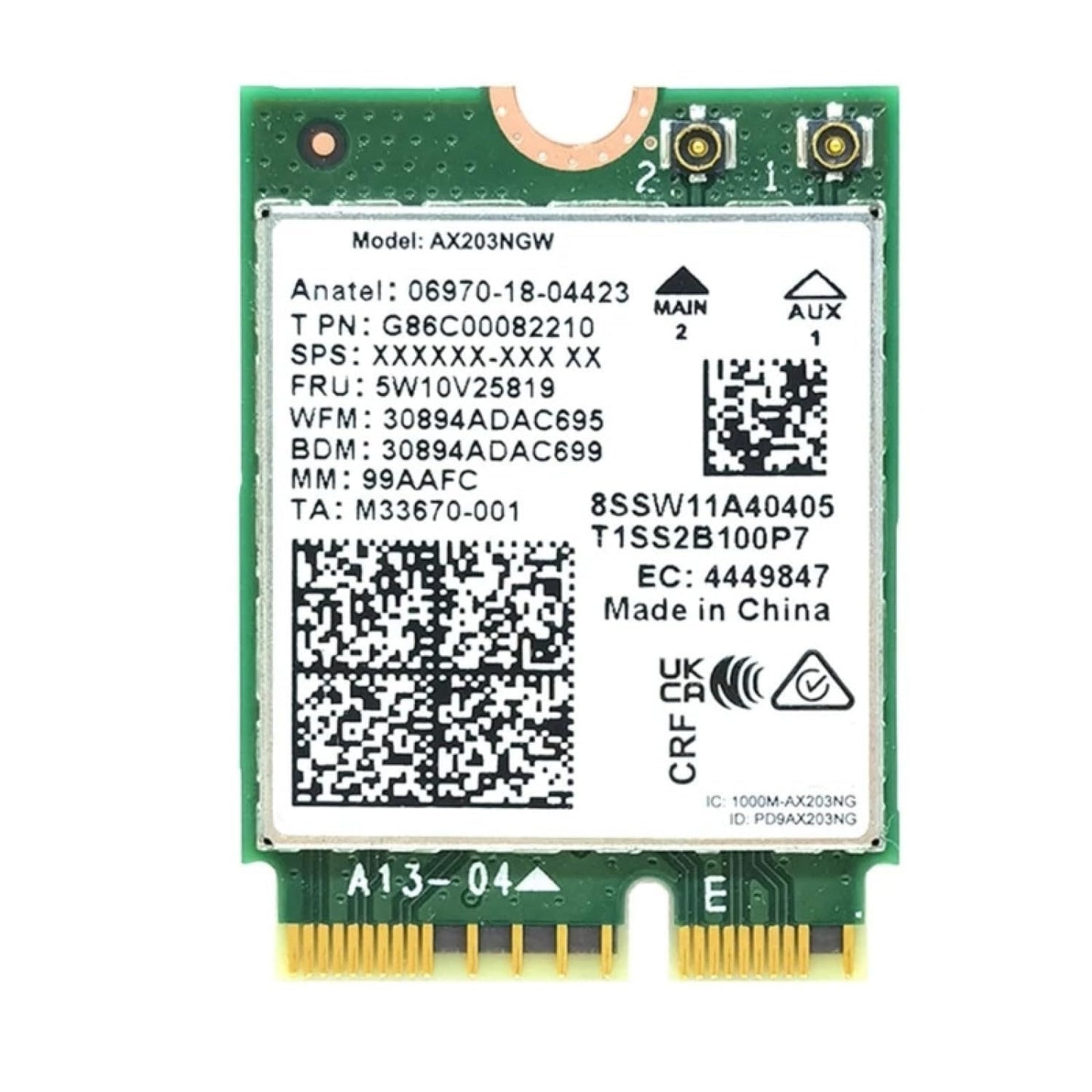 WiFi 6 Adapter for Intel AX203 | Dual Band Up to 1.2 Gbps | CNVio2 M.2 | Bluetooth 5.2 Support | Requires Intel 10th Gen and Above CPUs, Windows 10